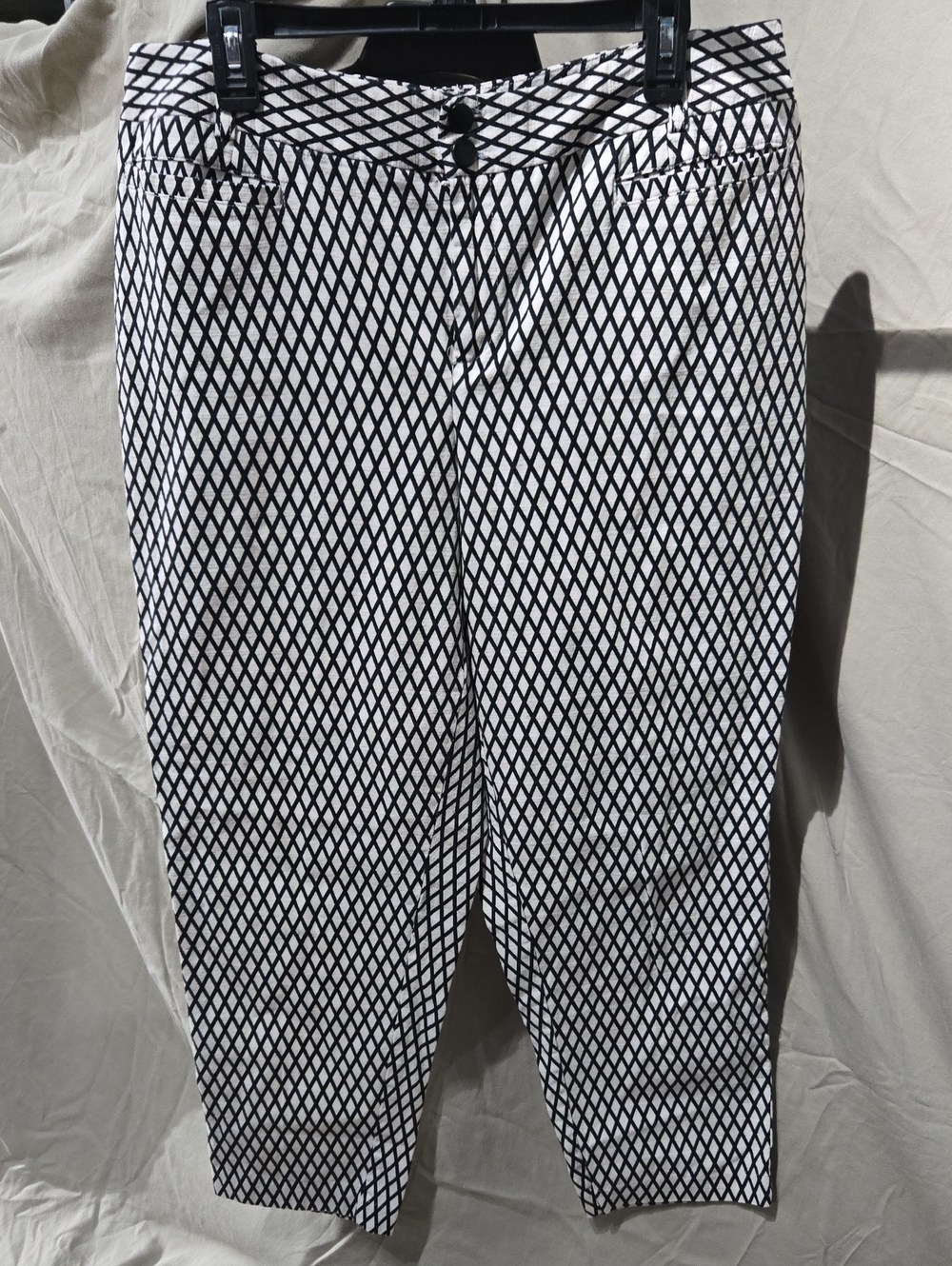 Cato Black and White Diamond-Print Trousers